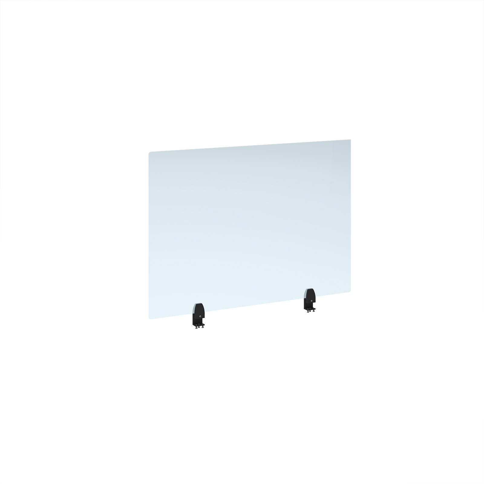 Straight high desktop acrylic screen with black brackets 1000mm x 700mm