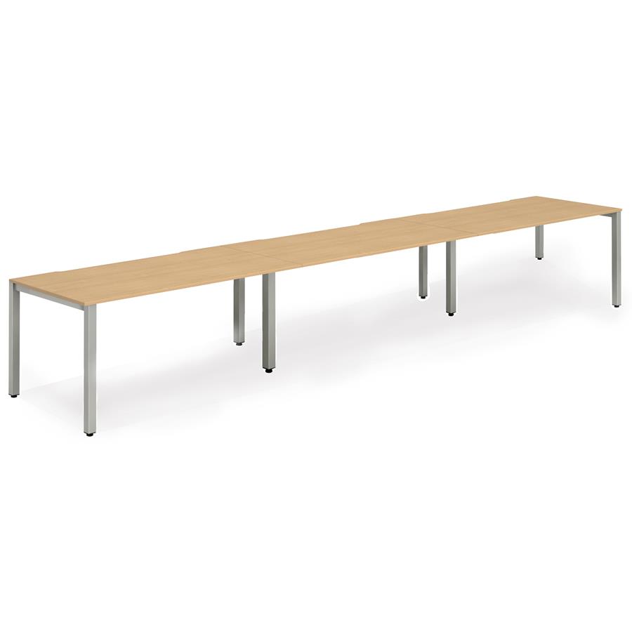 Evolve Plus 1200mm Single Row 3 Person Desk Beech Top Silver Frame