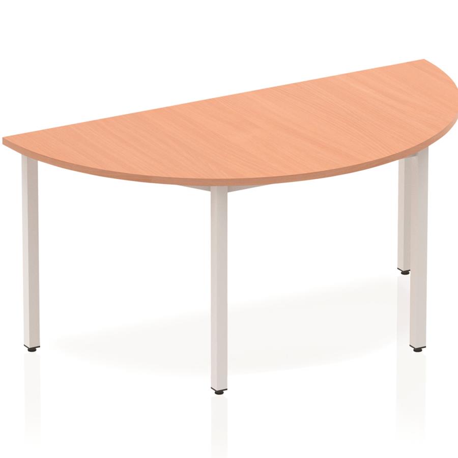 Impulse 1600mm Semi-Circle Table Beech Top Silver Box Frame Leg