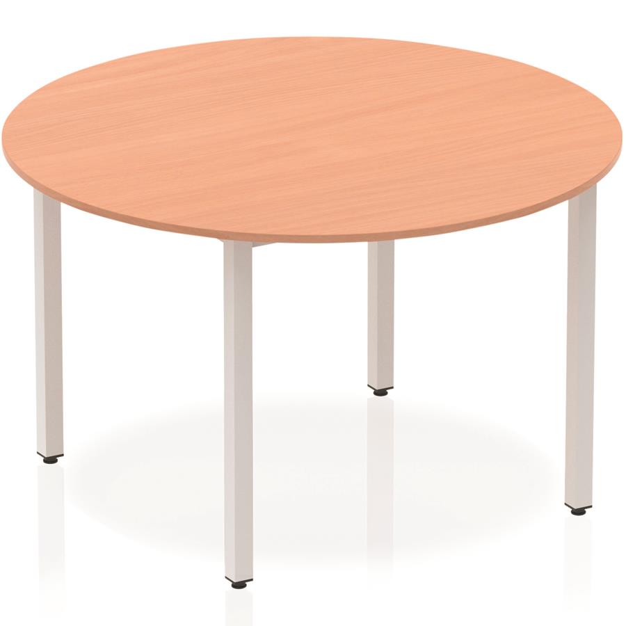 Impulse 1200mm Round Table Beech Top Silver Box Frame Leg