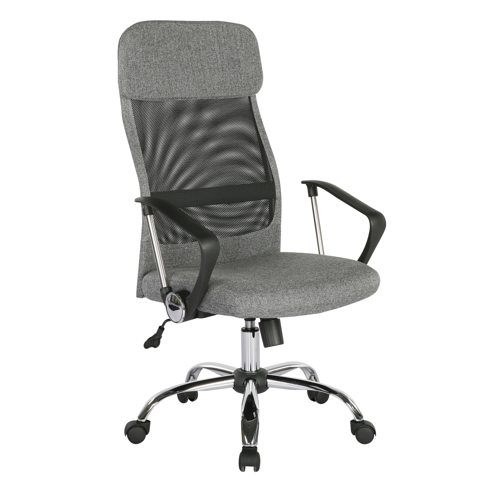 Chord high back operators chair with mesh back and headrest - grey