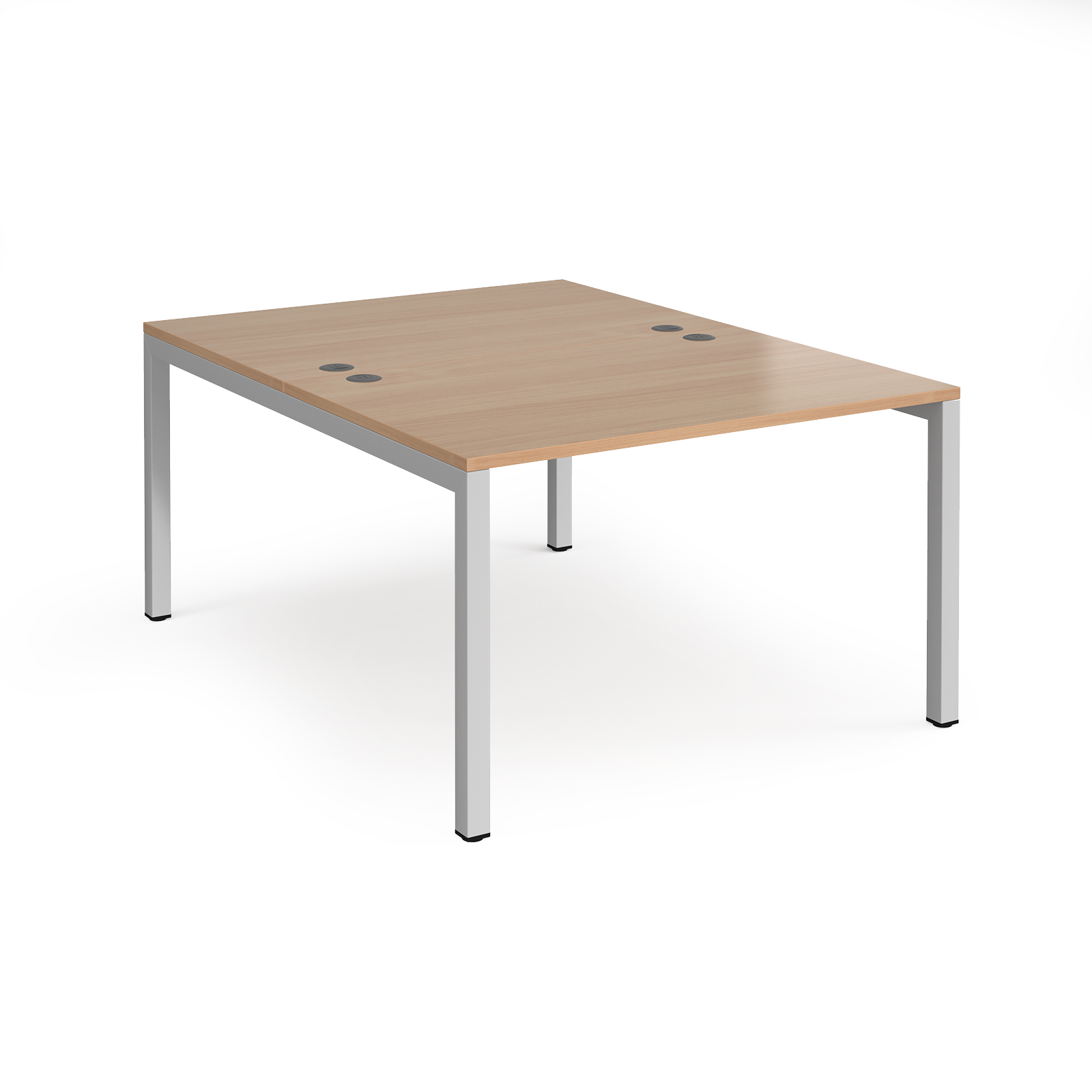 Connex back to back desks 1200mm x 1600mm - silver frame, beech top