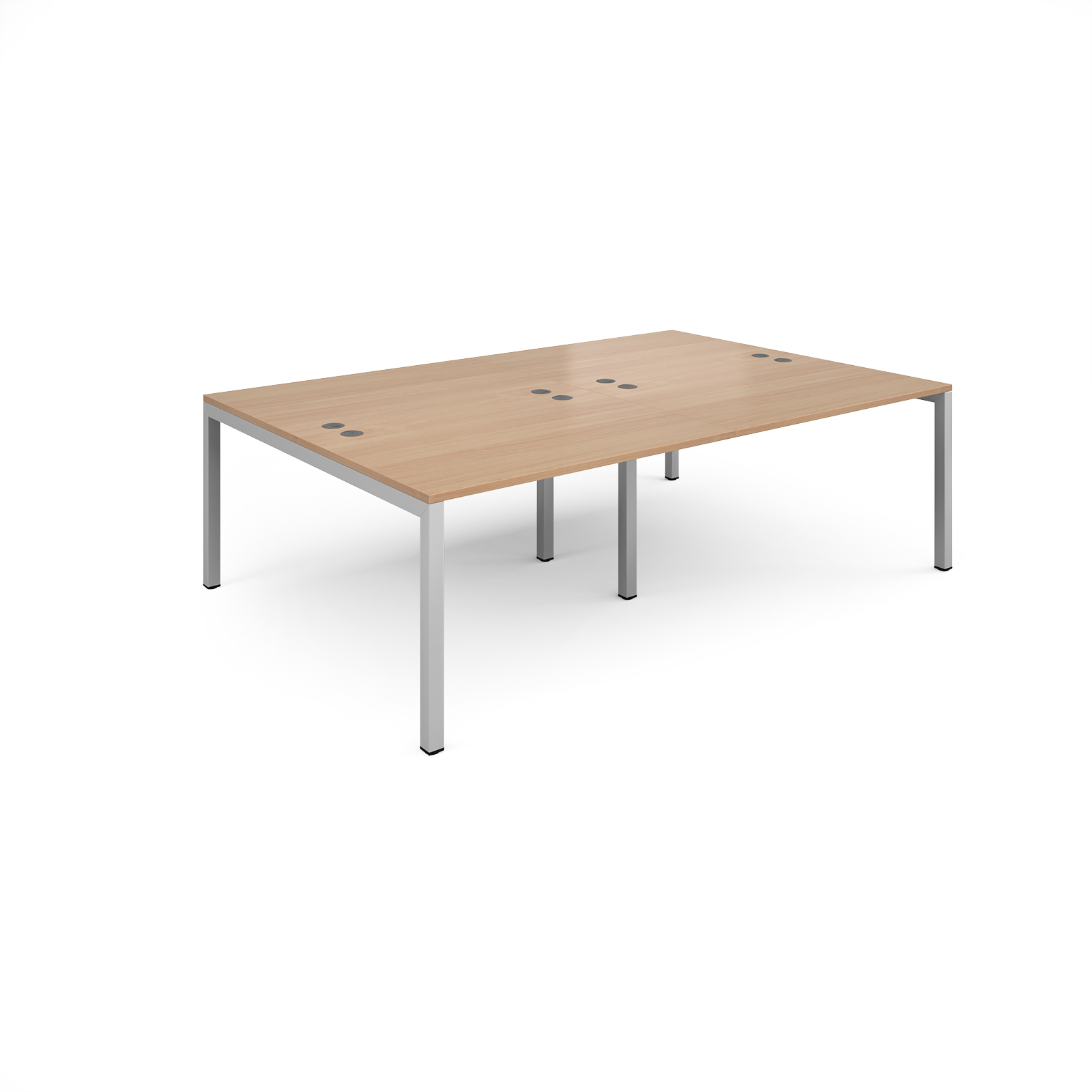 Connex double back to back desks 2400mm x 1600mm - silver frame, beech top
