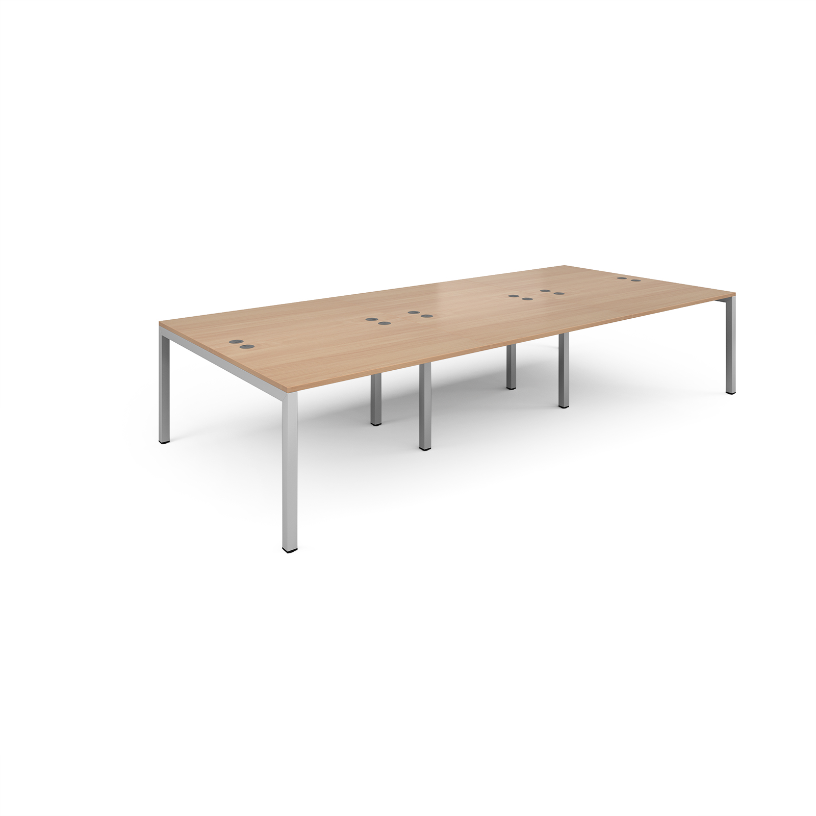 Connex triple back to back desks 3600mm x 1600mm - silver frame, beech top