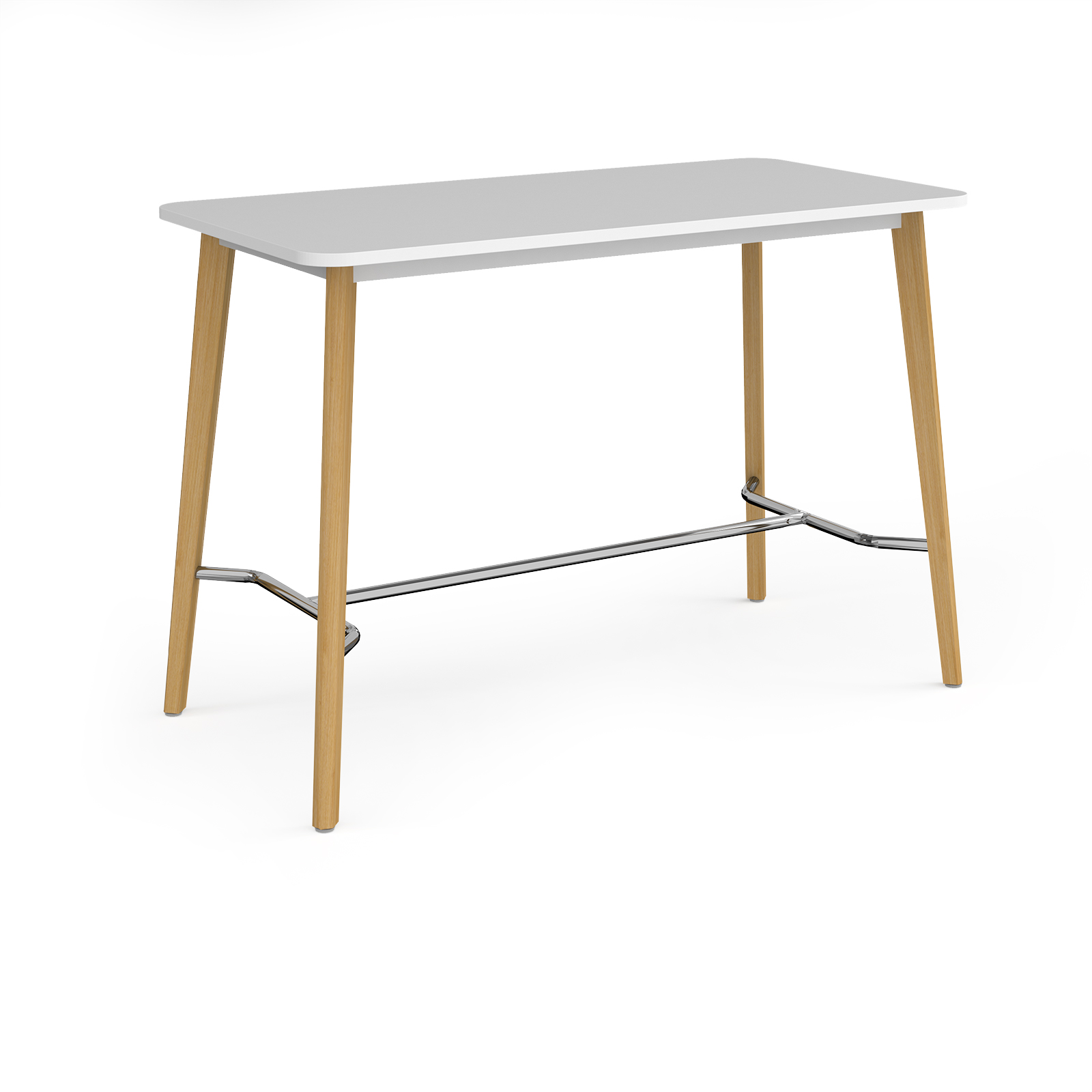 Como rectangular poseur table with 4 oak legs 1800mm x 800mm - white