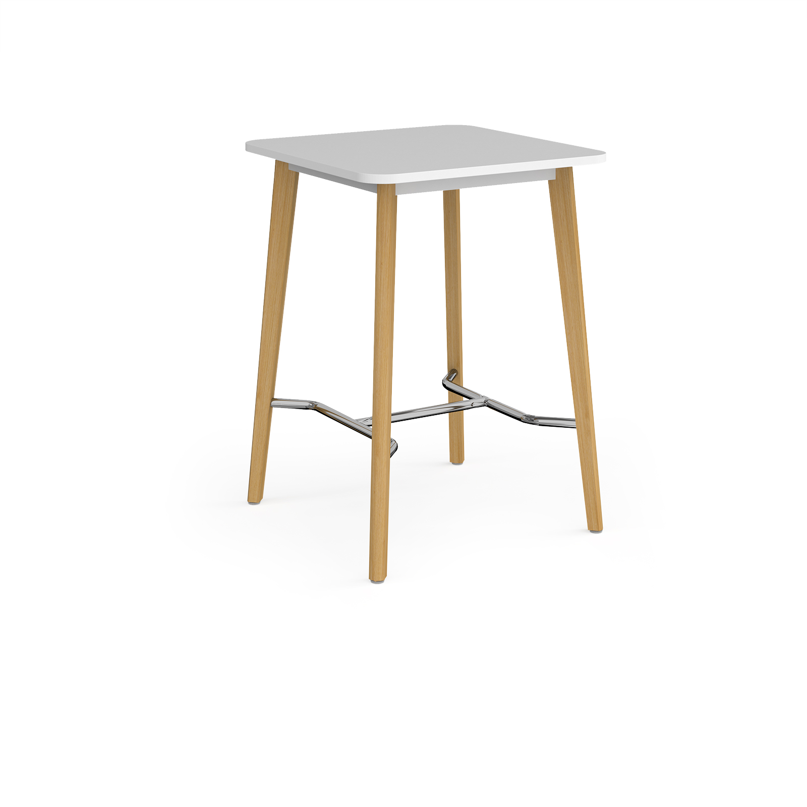 Como square poseur table with 4 oak legs 800mm - white