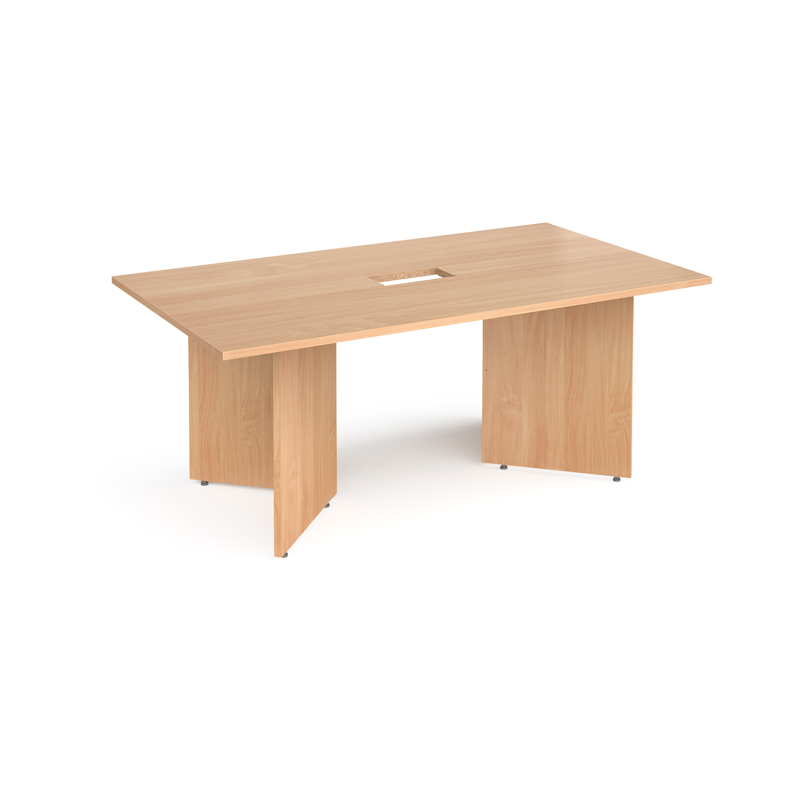 Arrow head leg rectangular boardroom table 1800mm x 1000mm with central cutout 272mm x 132mm - beech