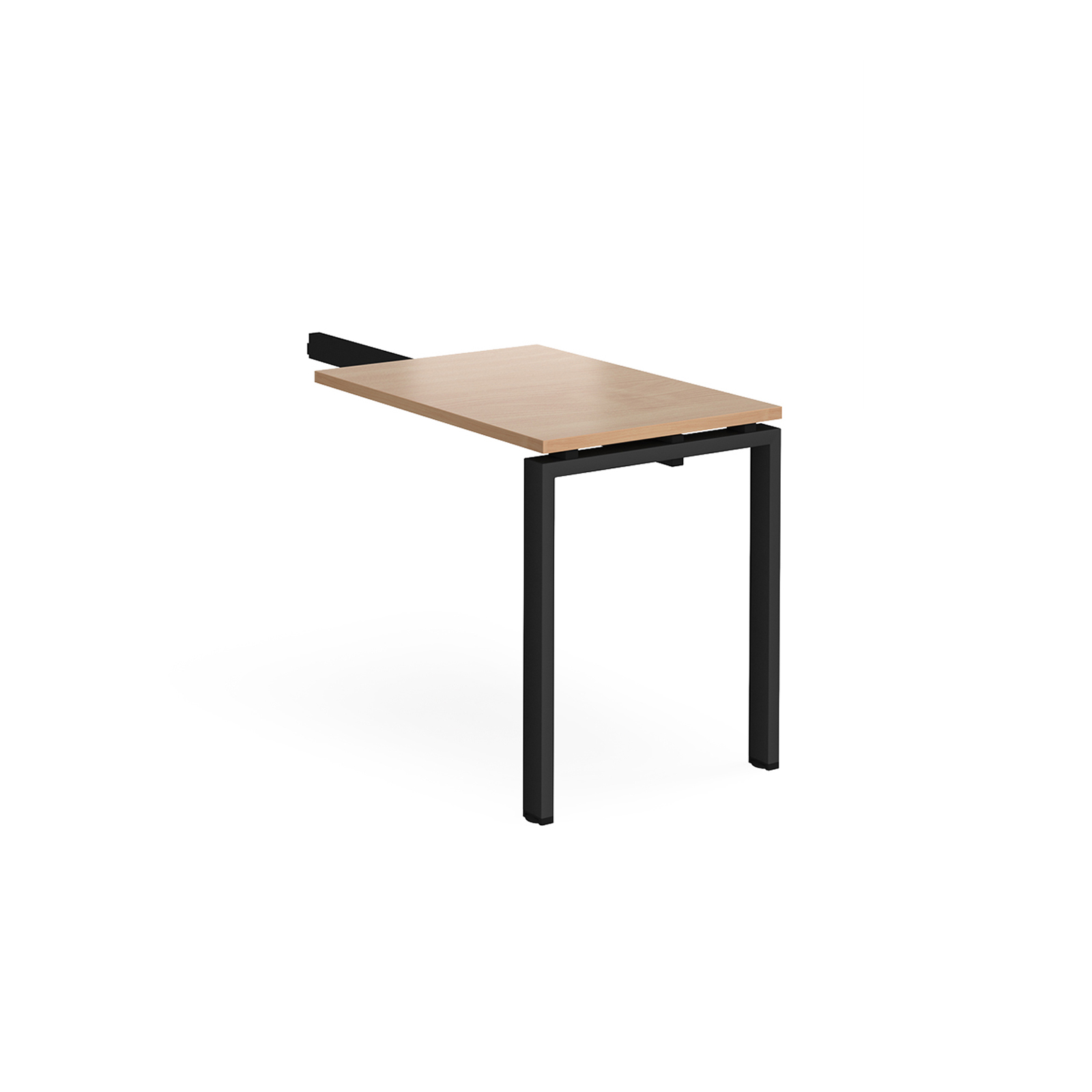 Adapt add on unit single return desk 800mm x 600mm - black frame, oak top