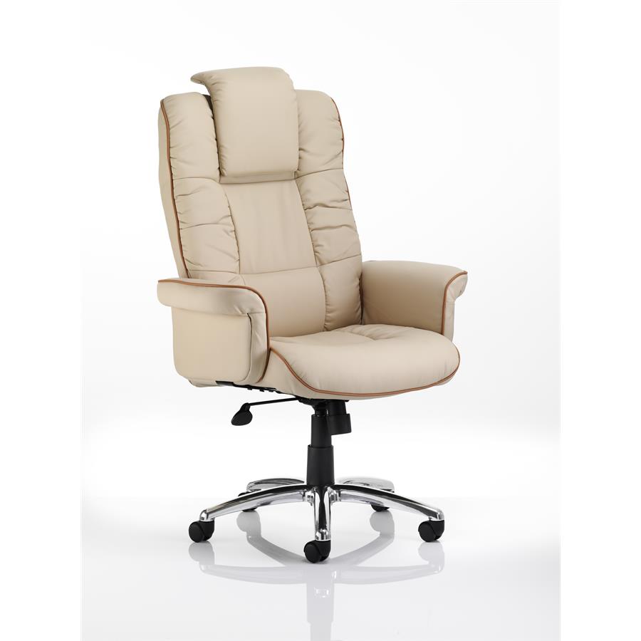 Chelsea Executive Chair Cream Soft Bonded Leather With Arms