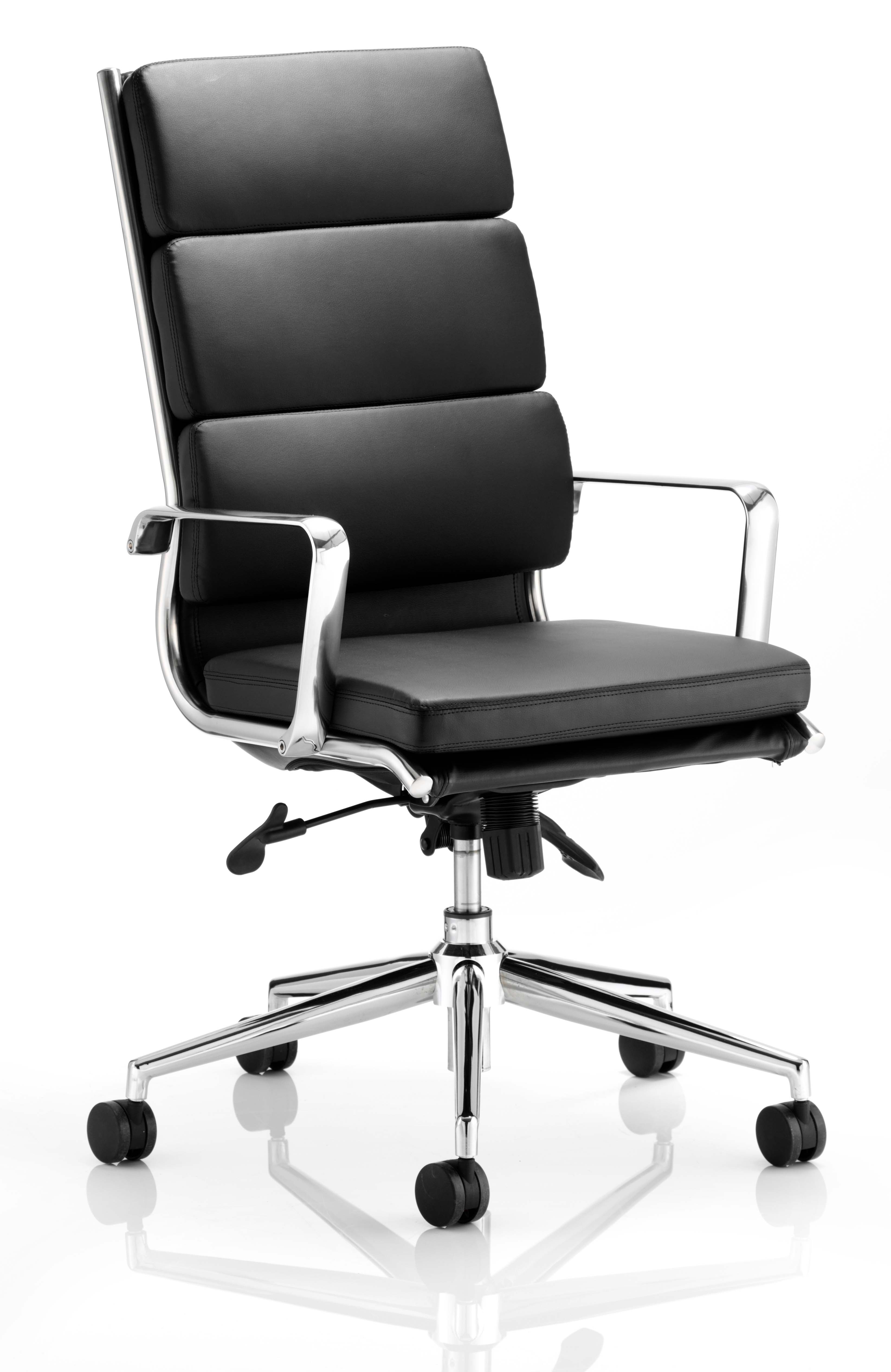 Savoy Executive High Back Chair Black Soft Bonded Leather With Arms