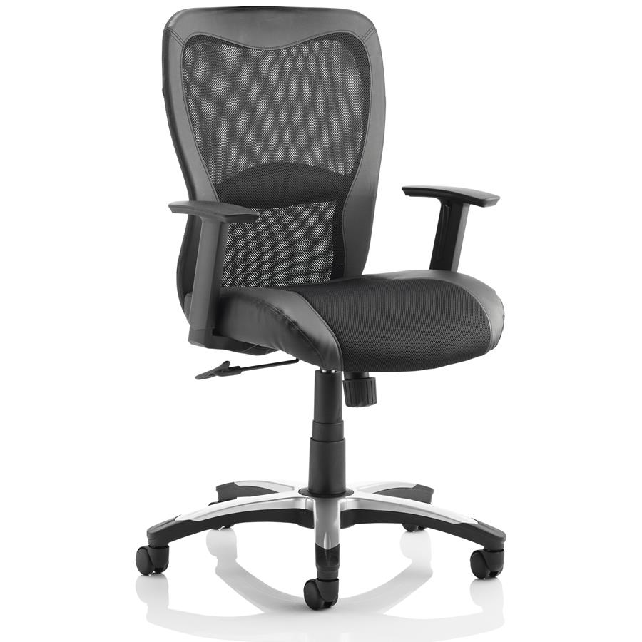 Victor II Executive Chair Black Leather Black Mesh With Arms