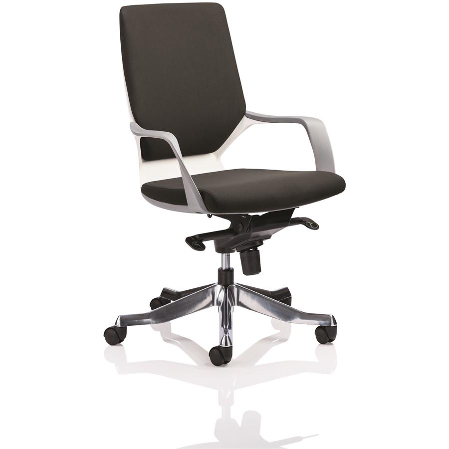 Xenon Executive White Chair Black Fabric Medium Back With Arms