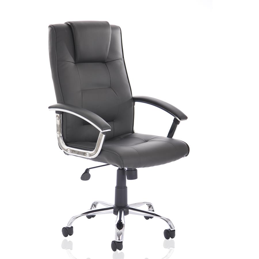 Thrift Executive Chair Black Soft Bonded Leather With Padded Arms