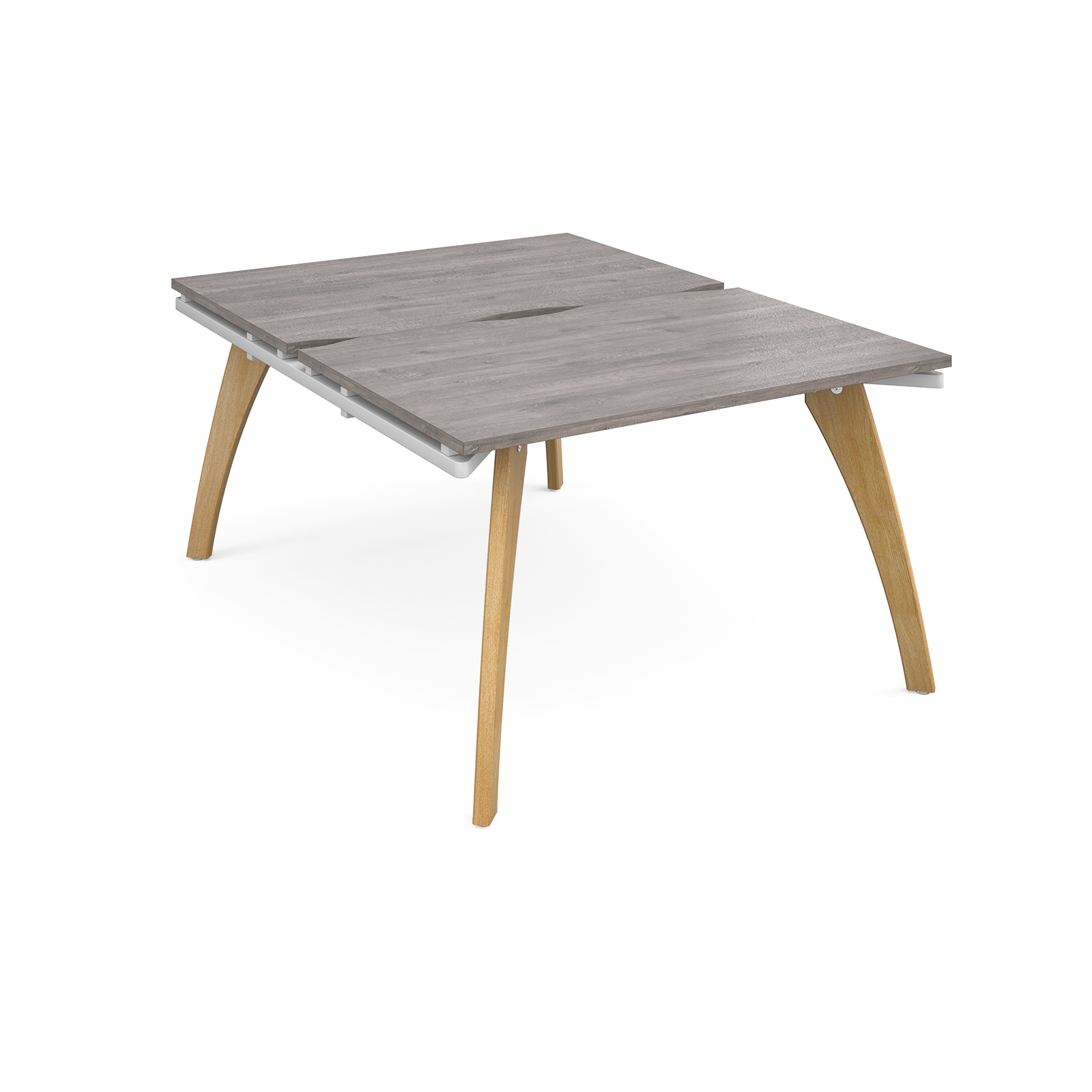 Fuze back to back desks 1200mm x 1600mm - white frame, grey oak top