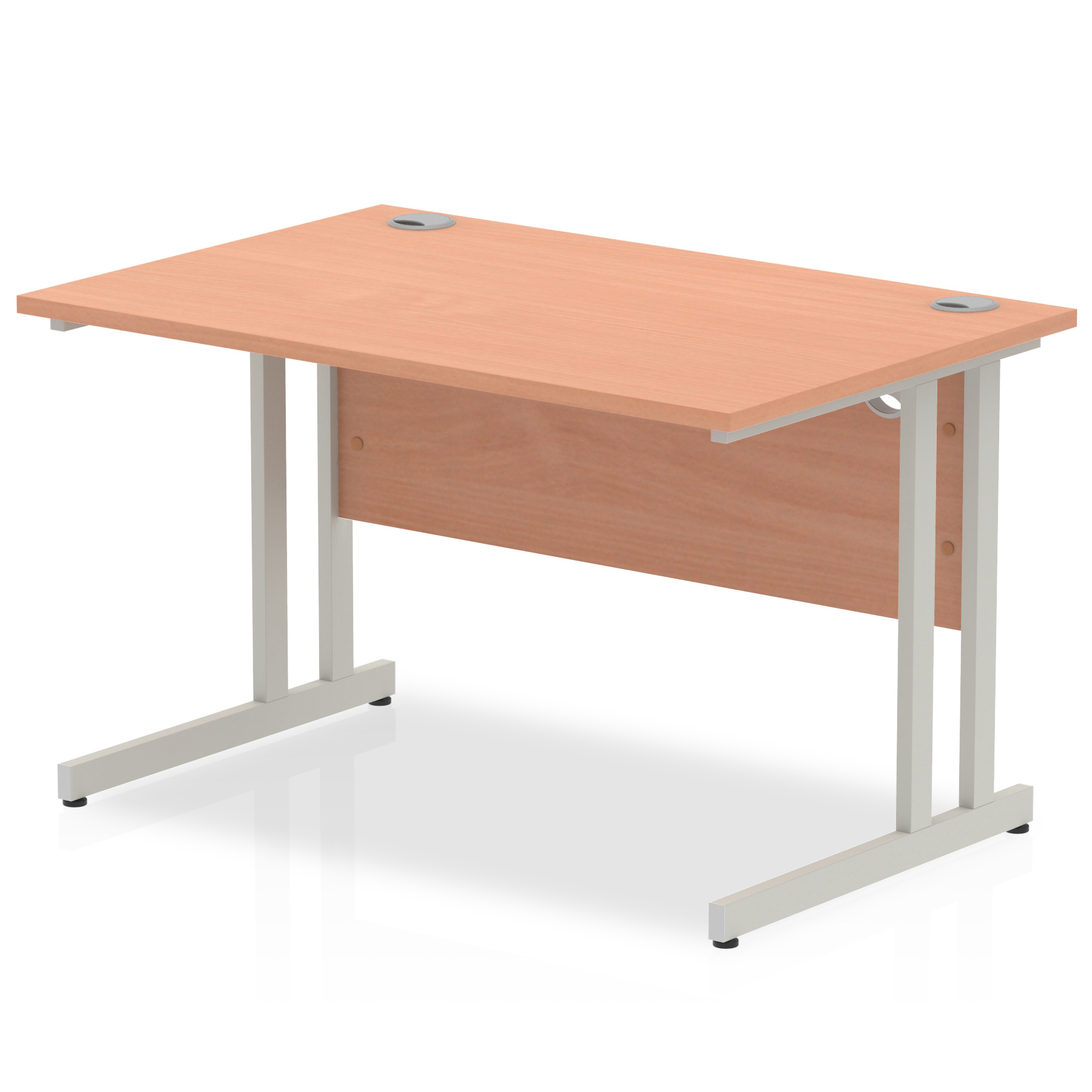 Impulse 1200 x 800mm Straight Desk Beech Top Silver Cantilever Leg