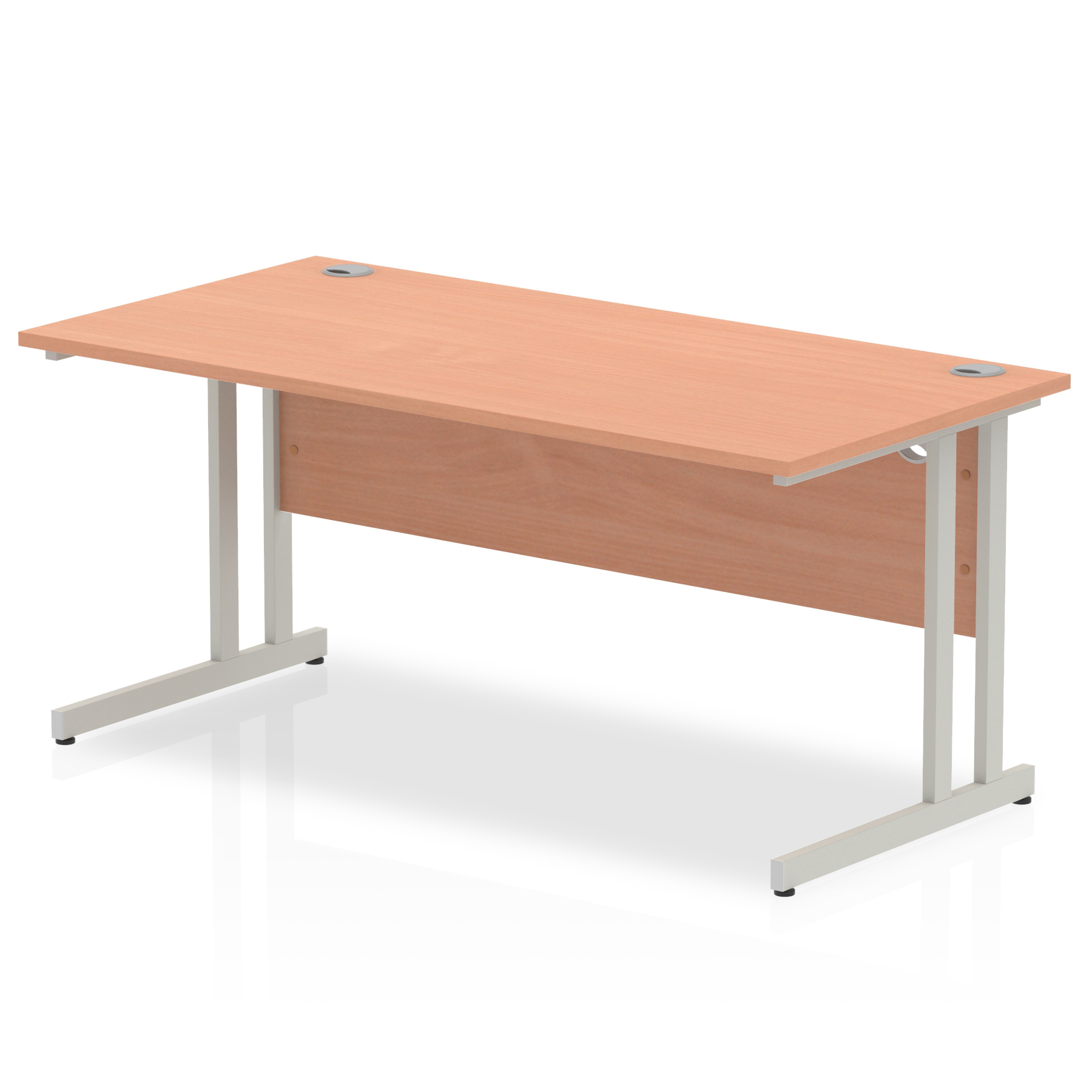 Impulse 1600 x 800mm Straight Desk Beech Top Silver Cantilever Leg