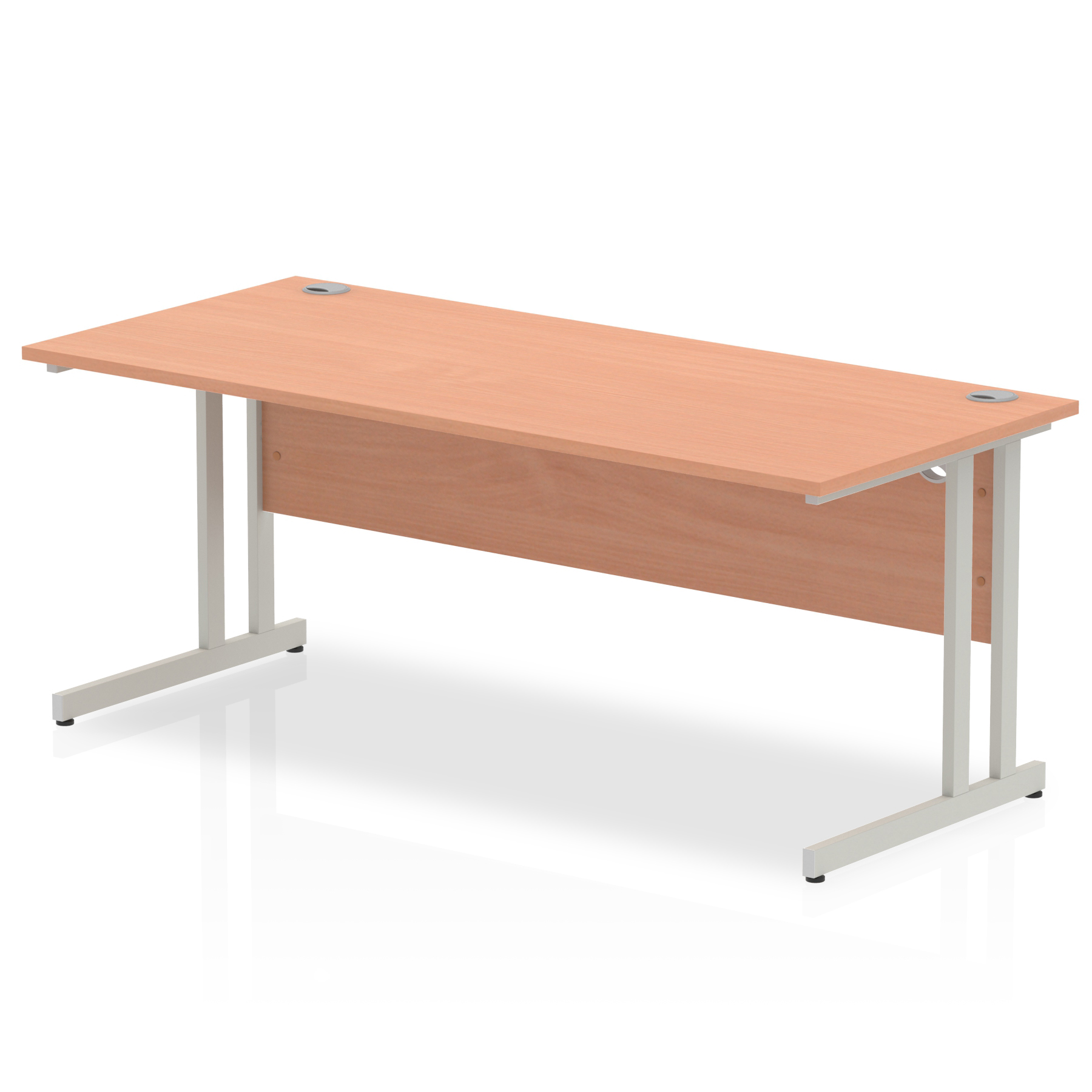 Impulse 1800 x 800mm Straight Desk Beech Top Silver Cantilever Leg