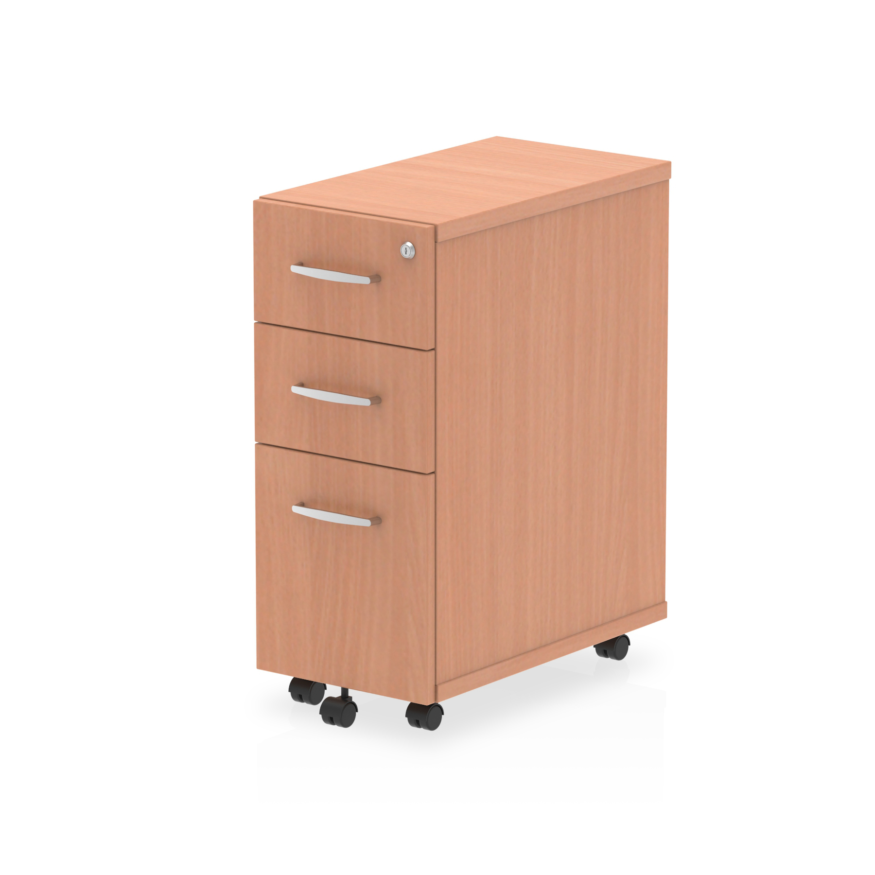 Impulse 3 Drawer Narrow Under Desk Pedestal Beech