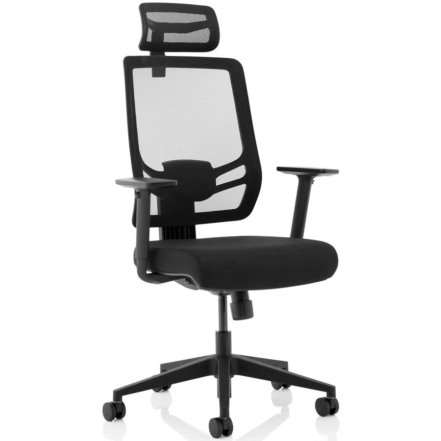 Ergo Twist Black Fabric Seat Mesh Back with Headrest