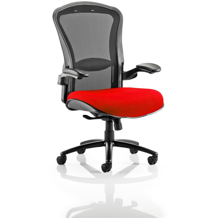 Houston Heavy Duty Task Operator Chair Black Mesh Back Bespoke Seat In Bergamot Cherry