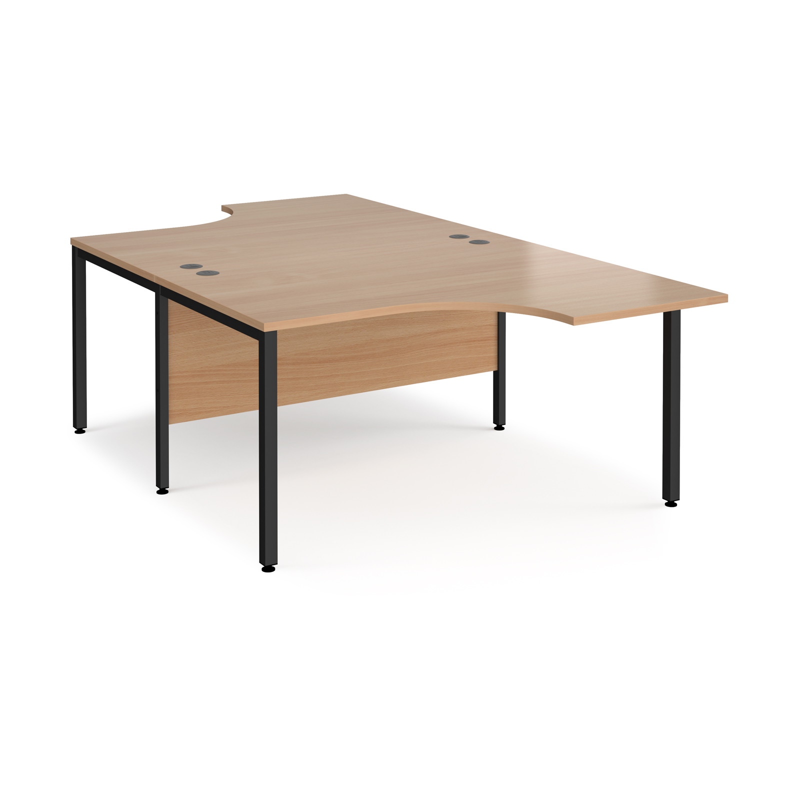 Maestro 25 back to back ergonomic desks 1400mm deep - black bench leg frame, beech top