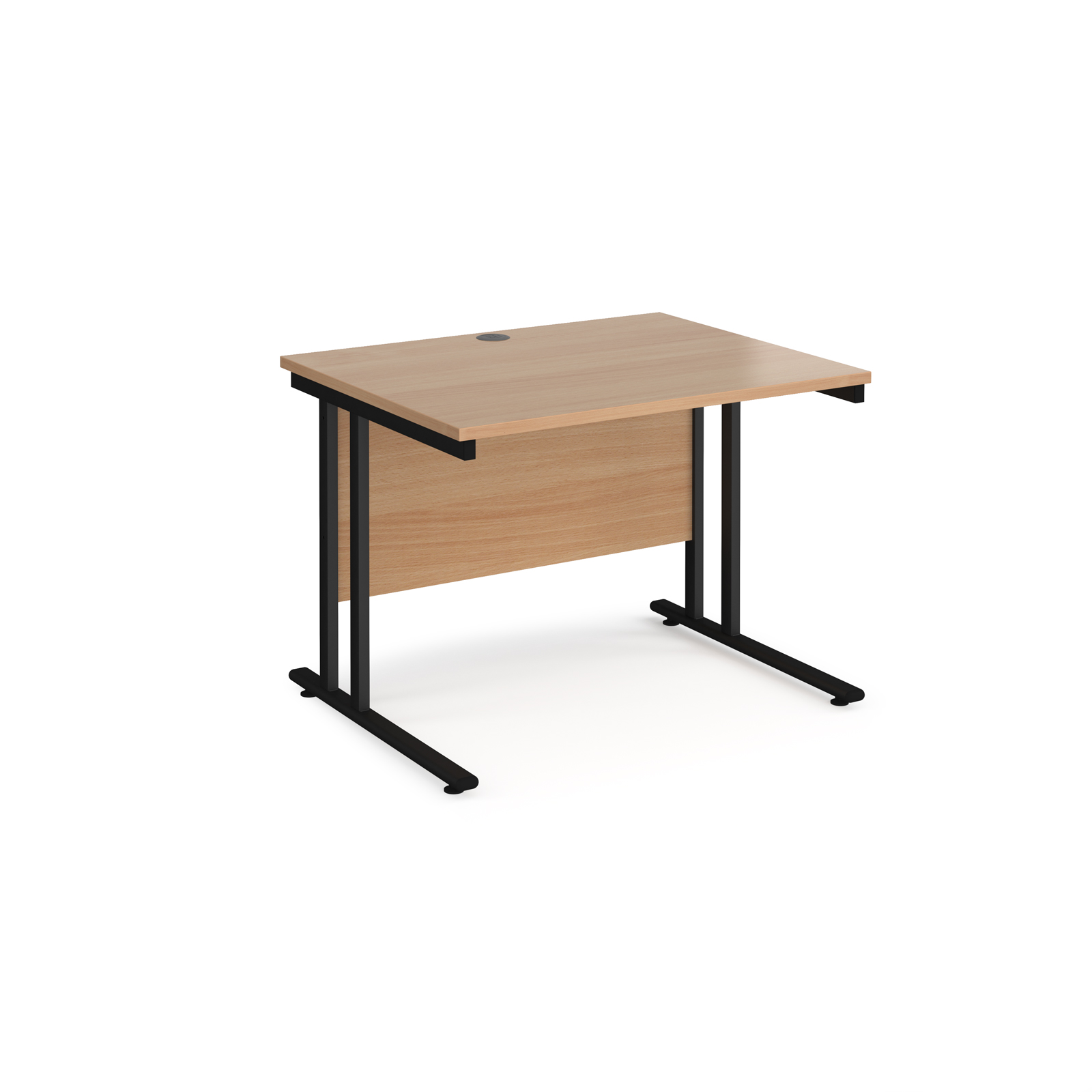 Maestro 25 straight desk 1000mm x 800mm - black cantilever leg frame, beech top