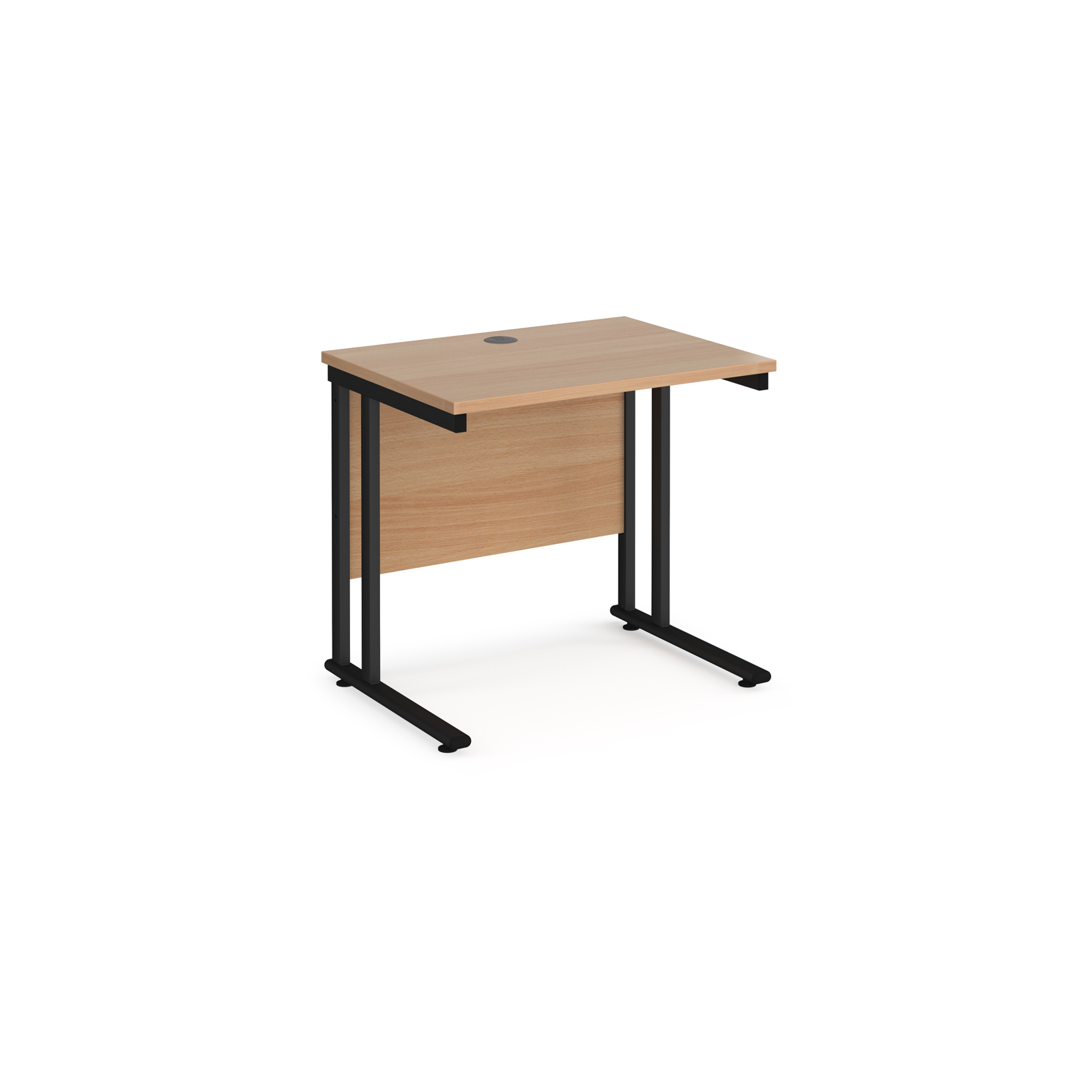 Maestro 25 straight desk 800mm x 600mm - black cantilever leg frame, beech top