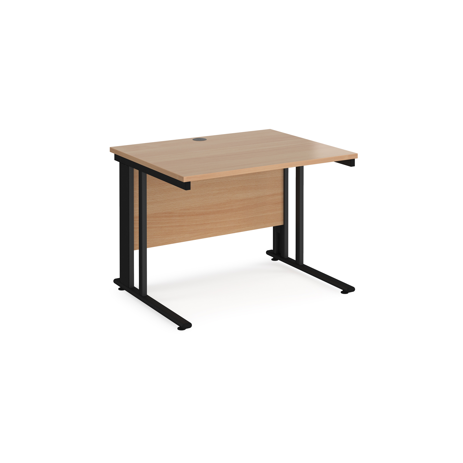 Maestro 25 straight desk 1000mm x 800mm - black cable managed leg frame, beech top