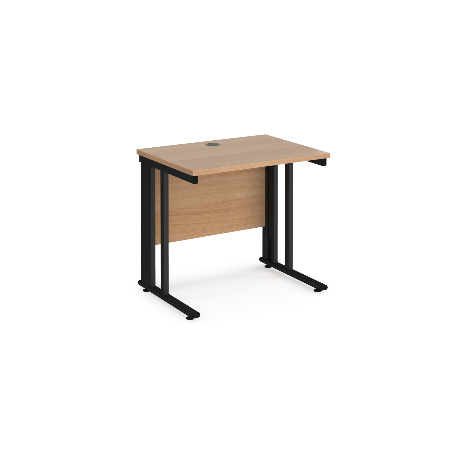 Maestro 25 straight desk 800mm x 600mm - black cable managed leg frame, beech top