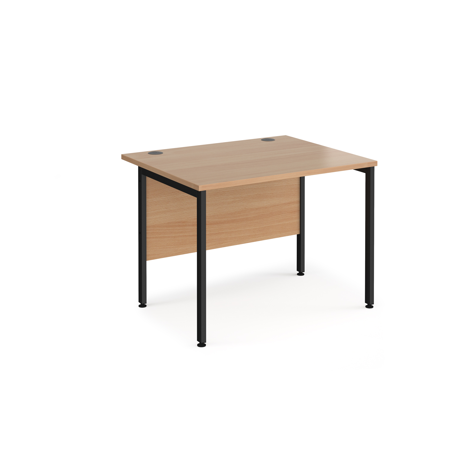 Maestro 25 straight desk 1000mm x 800mm - black H-frame leg, beech top