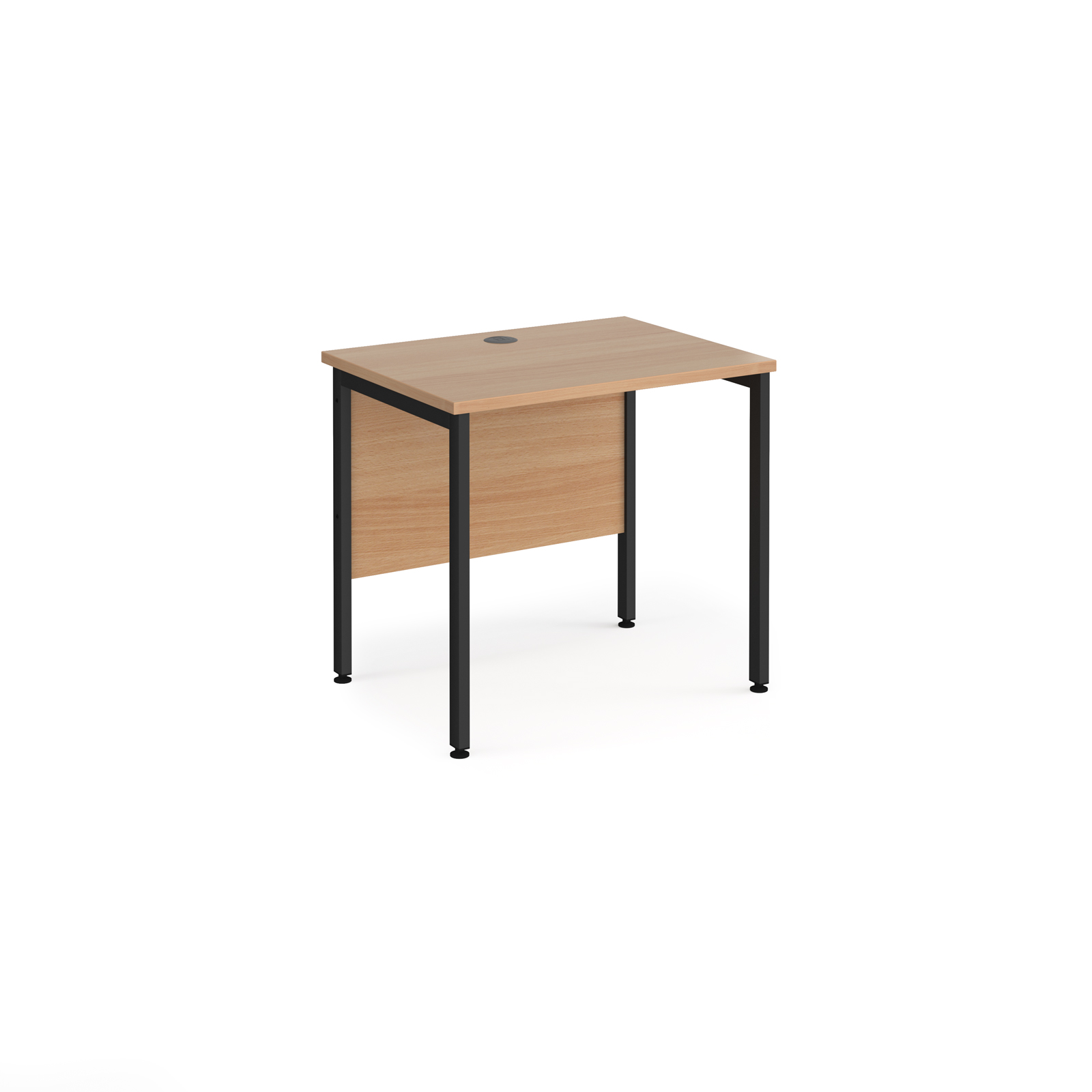 Maestro 25 straight desk 800mm x 600mm - black H-frame leg, beech top