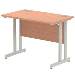 Impulse 1000 x 800mm Straight Desk Beech Top Silver Cantilever Leg