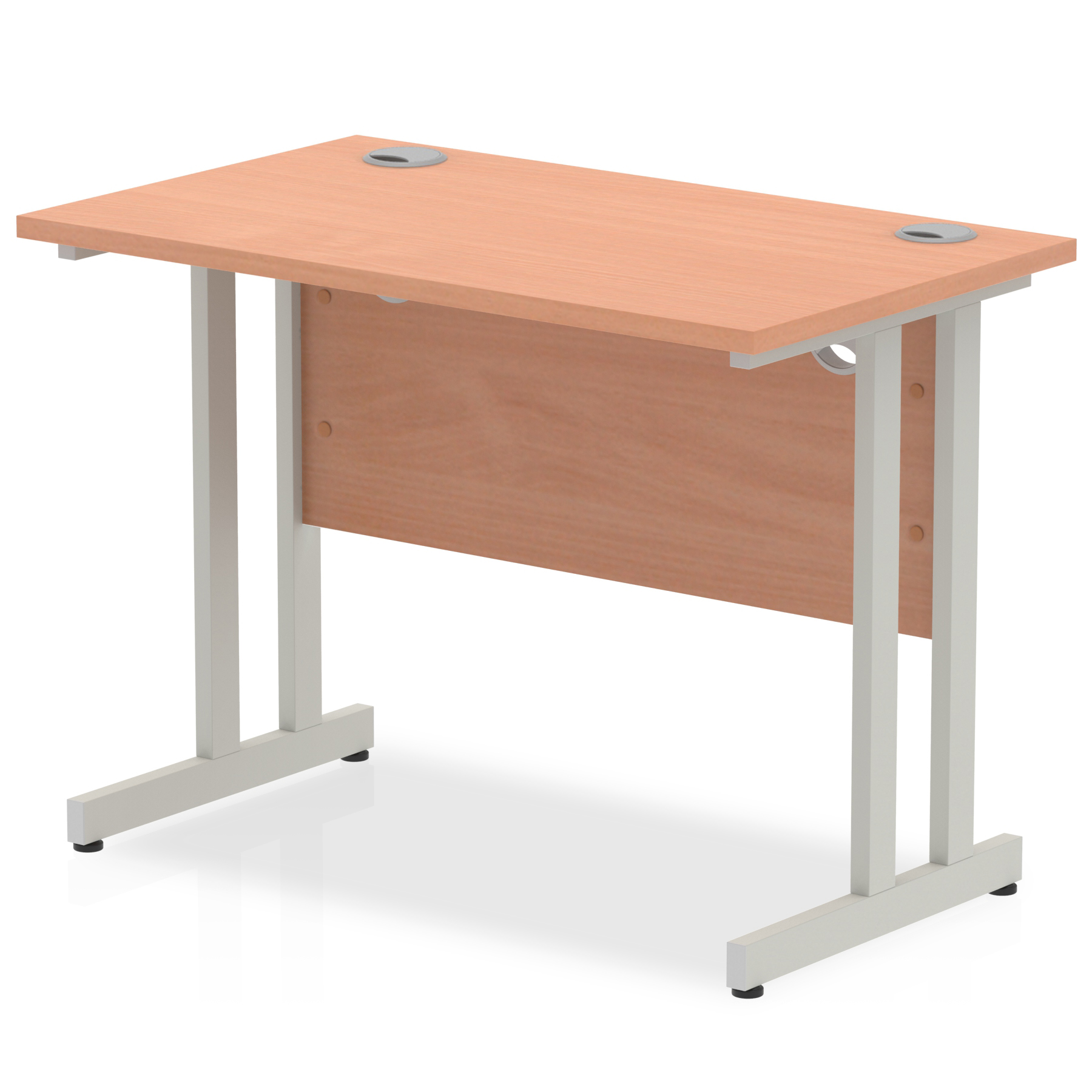 Impulse 1000 x 600mm Straight Desk Beech Top Silver Cantilever Leg