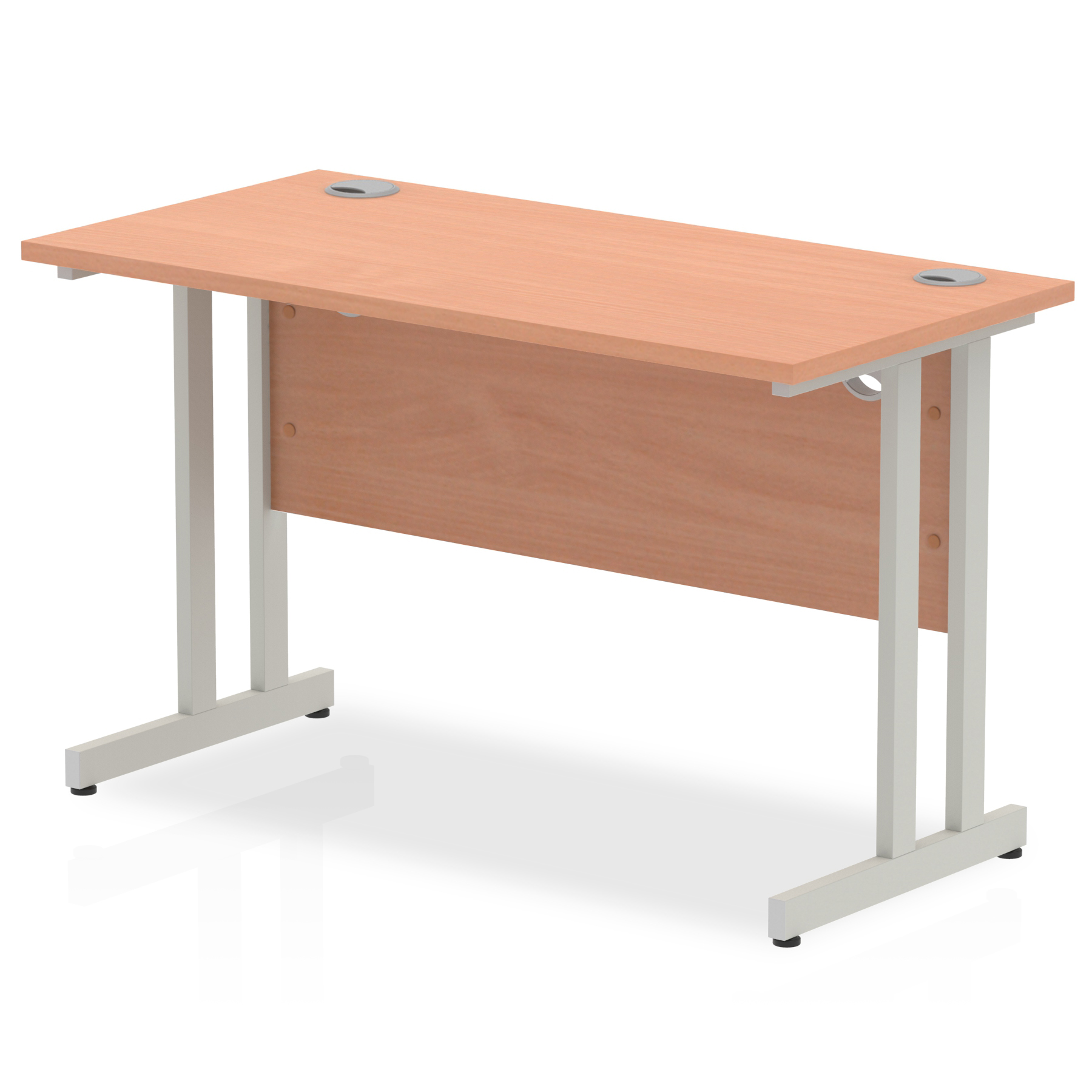 Impulse 1200 x 600mm Straight Desk Beech Top Silver Cantilever Leg