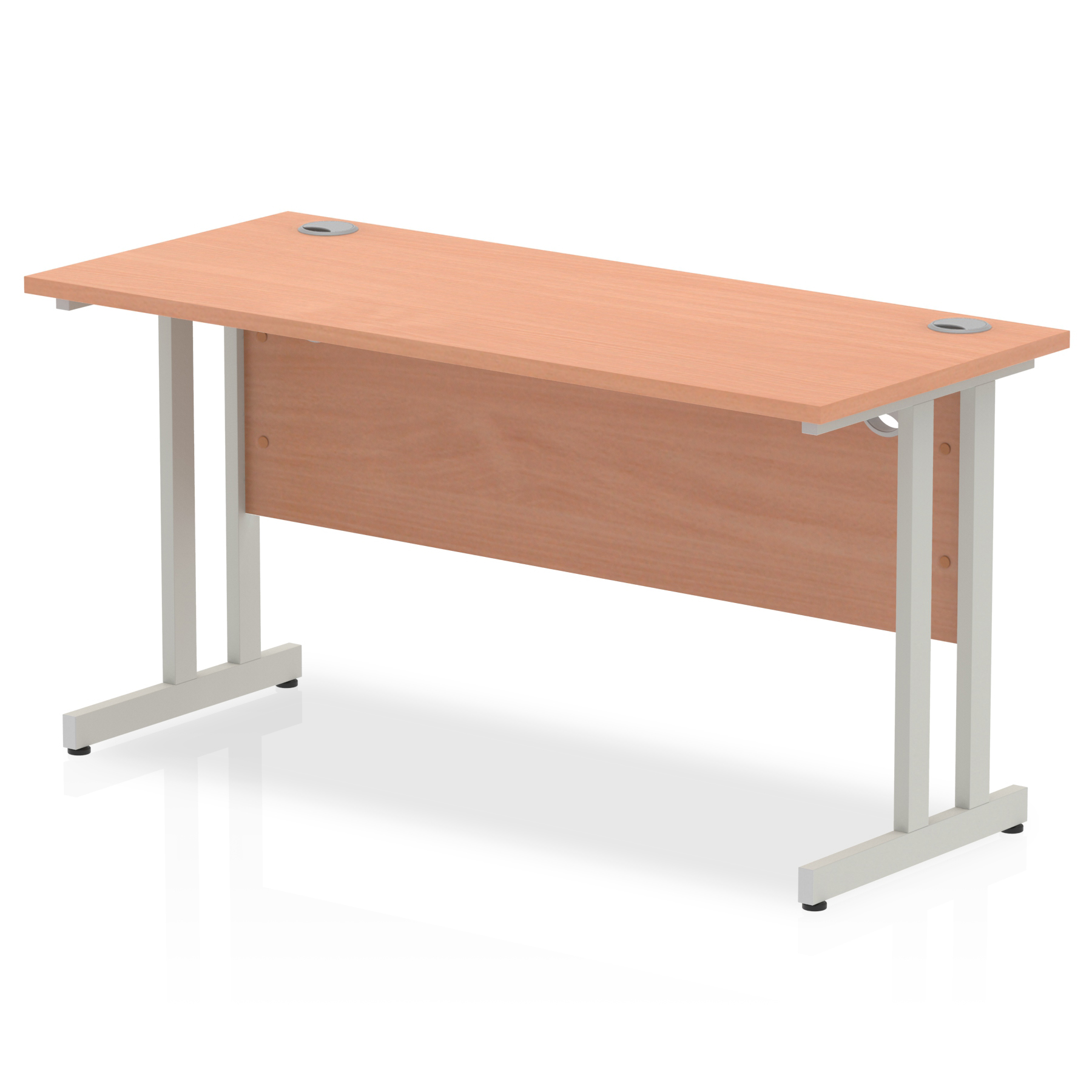 Impulse 1400 x 600mm Straight Desk Beech Top Silver Cantilever Leg