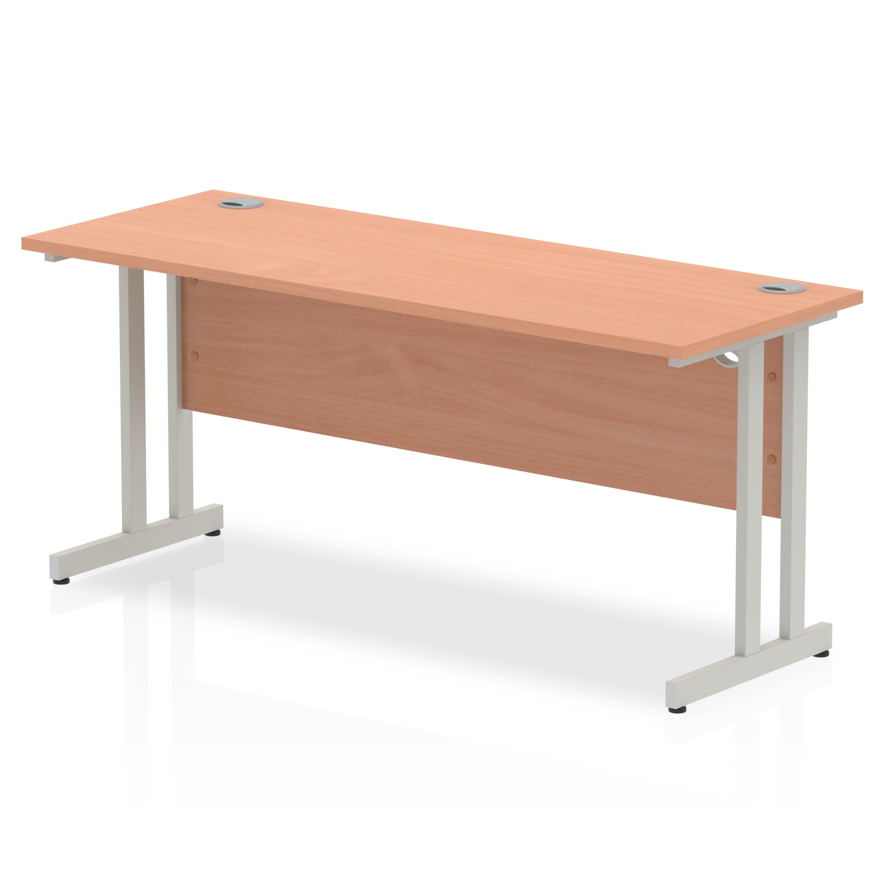 Impulse 1600 x 600mm Straight Desk Beech Top Silver Cantilever Leg