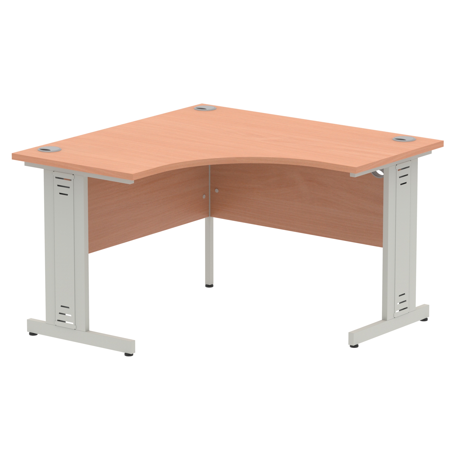 Impulse 1200mm Corner Desk Beech Top Silver Cable Managed Leg