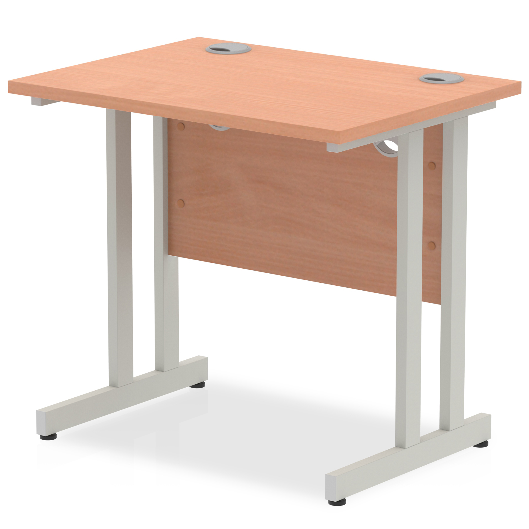 Impulse 800 x 600mm Straight Desk Beech Top Silver Cantilever Leg