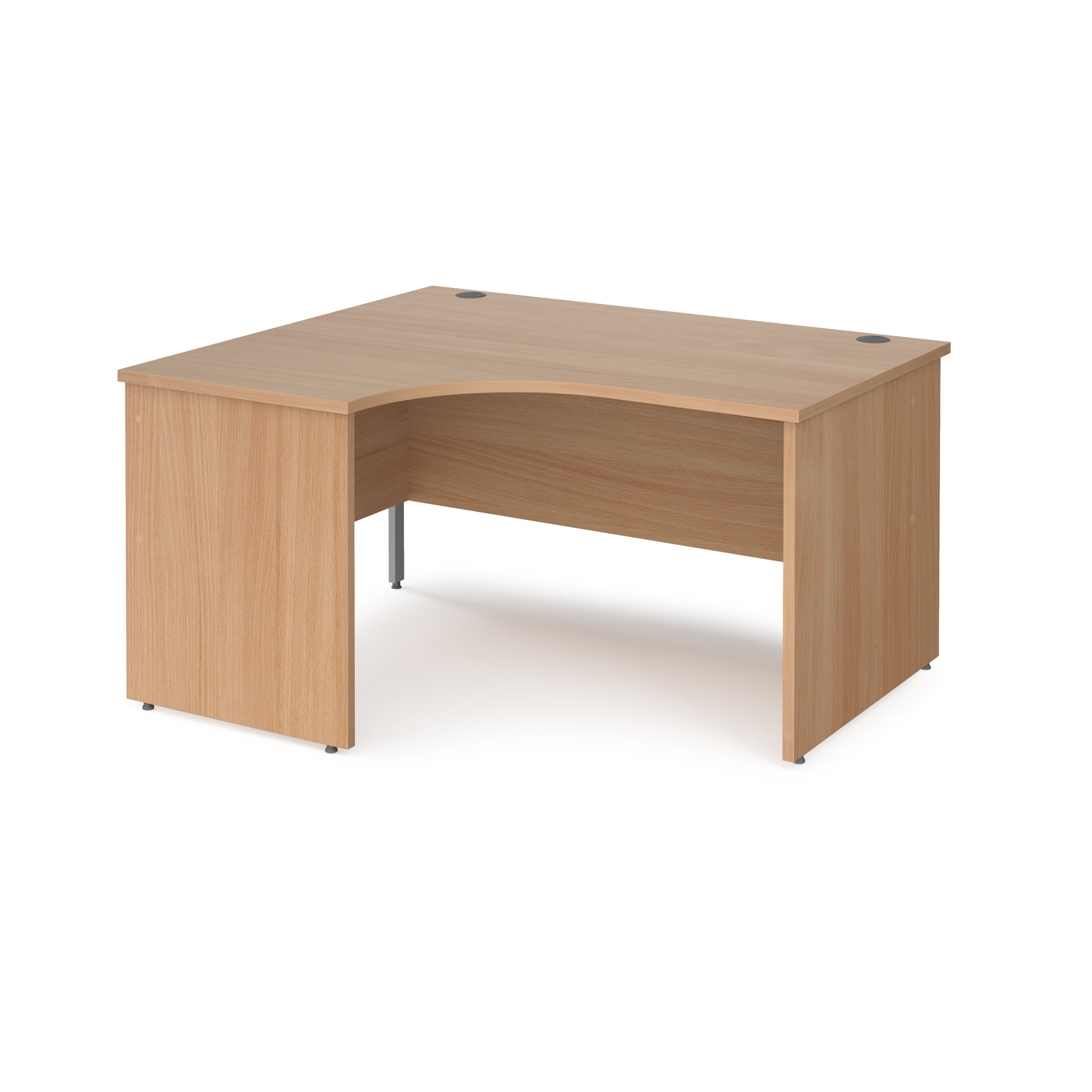 Maestro 25 left hand ergonomic desk 1400mm wide - beech top with panel end leg