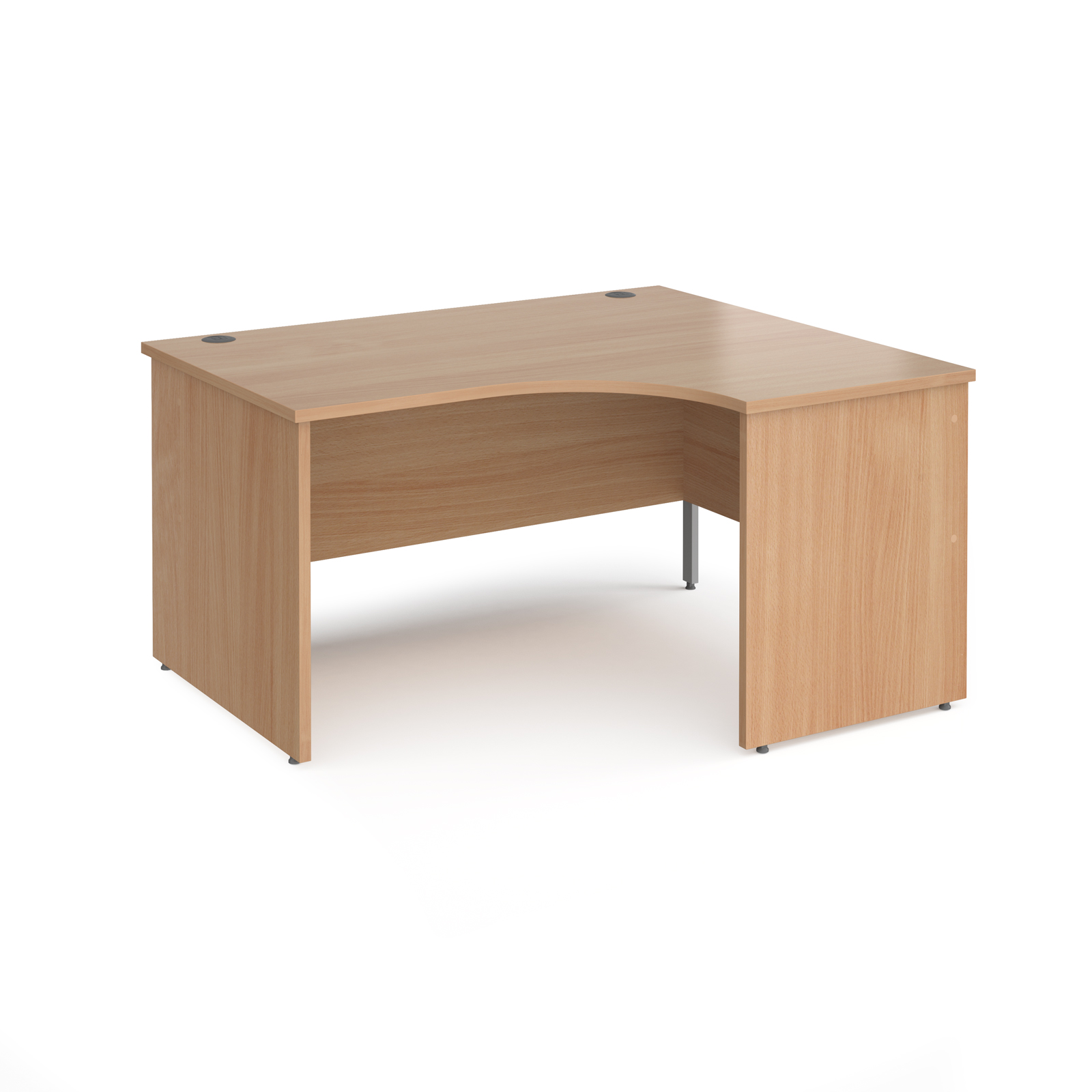 Maestro 25 right hand ergonomic desk 1400mm wide - beech top with panel end leg