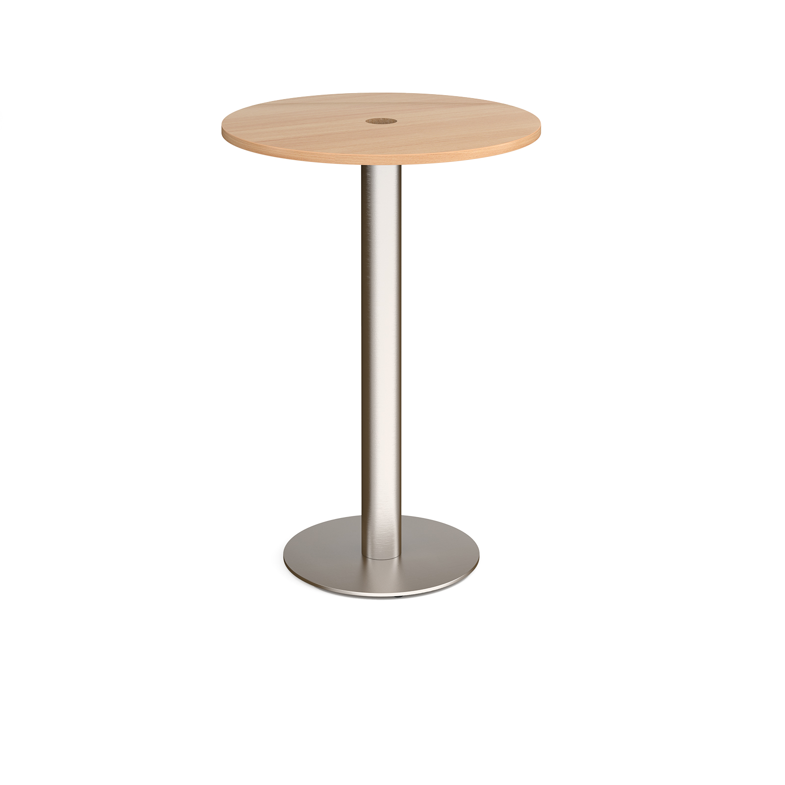 Monza circular poseur table 800mm with central circular cutout 80mm - beech