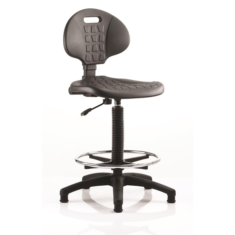 Malaga Hi Rise Draughtsman Task Operator Chair Black Polyurethane Seat And Back Without Arms
