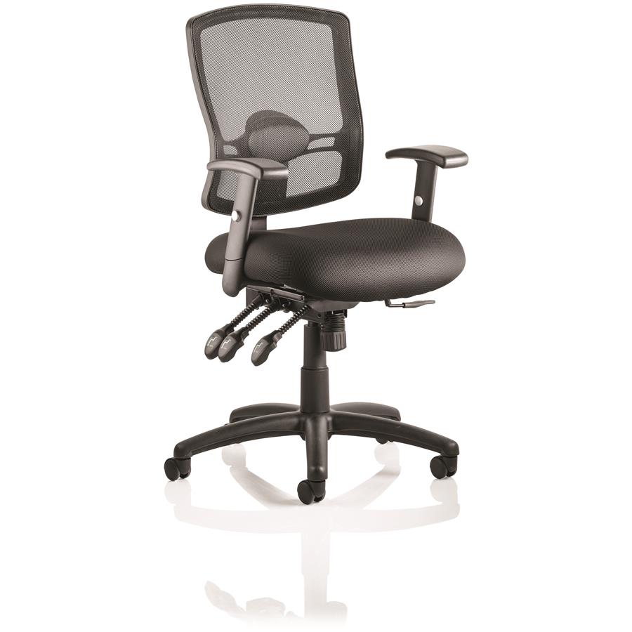 Portland III Task Operator Chair Black Mesh Back With Arms