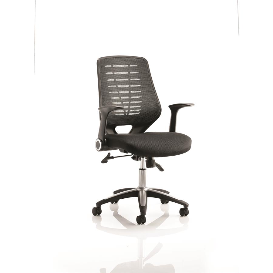 Relay Task Operator Chair Airmesh Seat Black Back With Arms