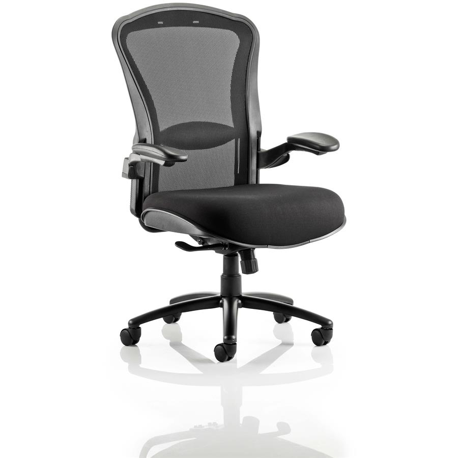 Houston Heavy Duty Task Operator Chair Mesh Back Black Fabric Seat With Arms