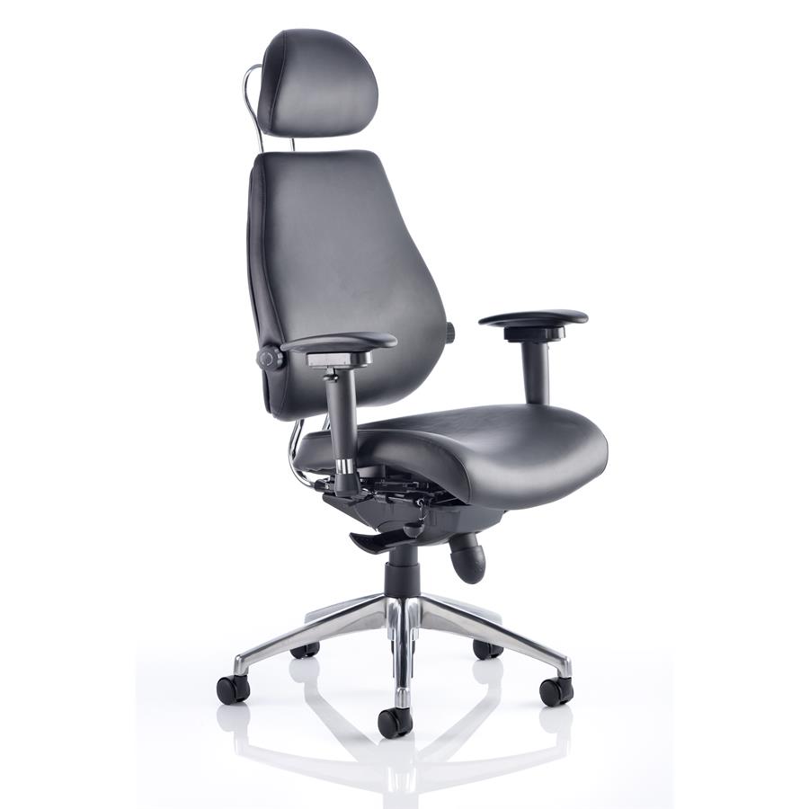 Chiro Plus Ultimate Black Leather With Arms With Headrest 