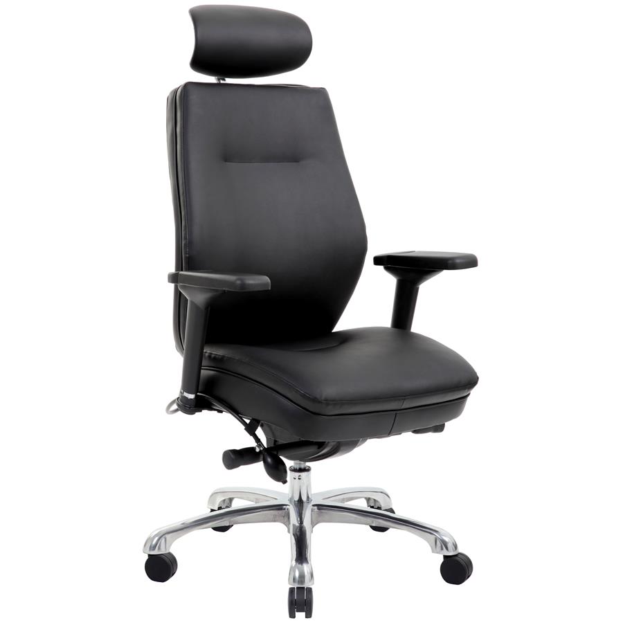 Domino Black Bonded Leather With Arms & Headrest