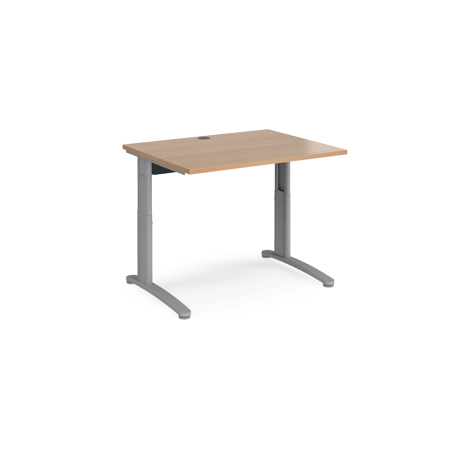TR10 height settable straight desk 1000mm x 800mm - silver frame, beech top
