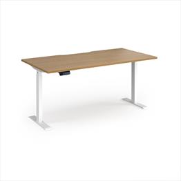 Elev8 Contract 1600w Straight Sit-stand Desk 1600mm X 800mm - White Frame, White Top With Oak Edging