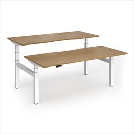 Elev8 Luxe Sit-Stand Back-To-Back Desks 1800mm x 800mm - White Frame / Beech Top